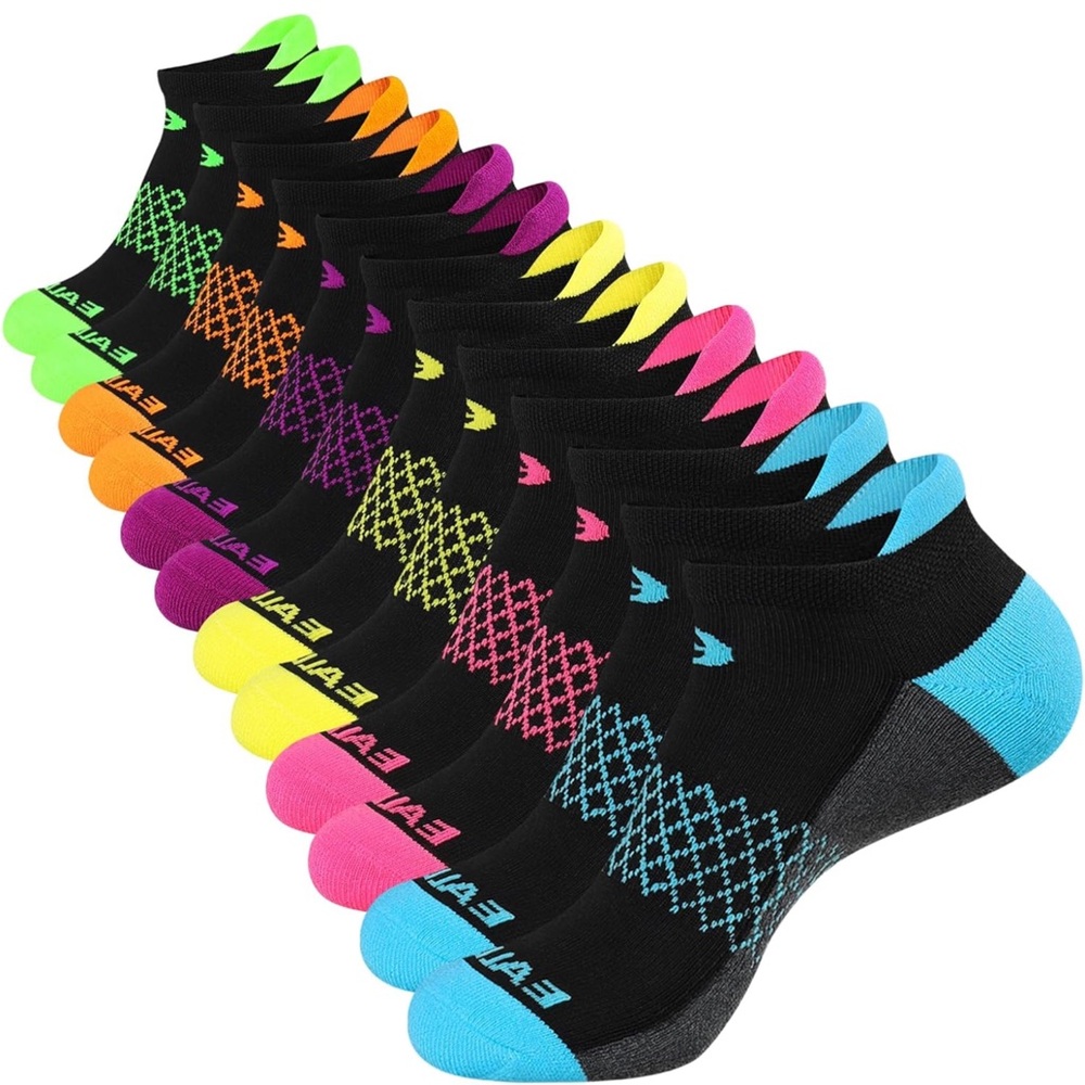 Black and Orange Athletic Socks with Zigzag Pattern